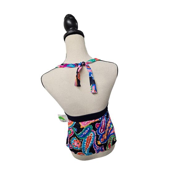 Liz Claiborne Paisley Tankini Top Womens Size 8 Halter Style Swim NWT Preppy - Picture 3 of 6